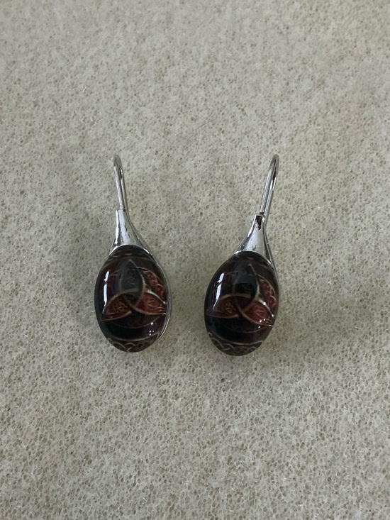 Jewelry - Silver tone Brown Glass Drop Earrings